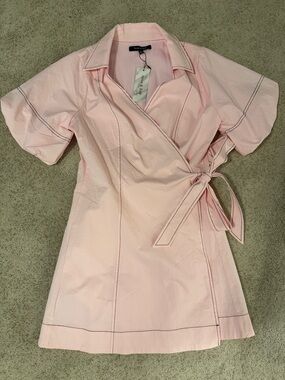 NWT Light Pink Wrap Dress with Contrast Topstitching